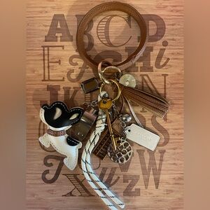 UPCYCLED Junk Gypsea Faux Leather Wristlet Dog Bag Charms Keychain W/Coach Tags